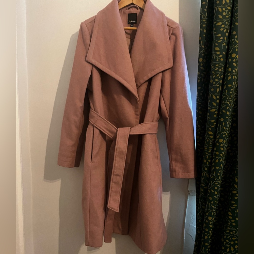 Wool blend tie coat in colour Rosewood size XL. Nearly new!